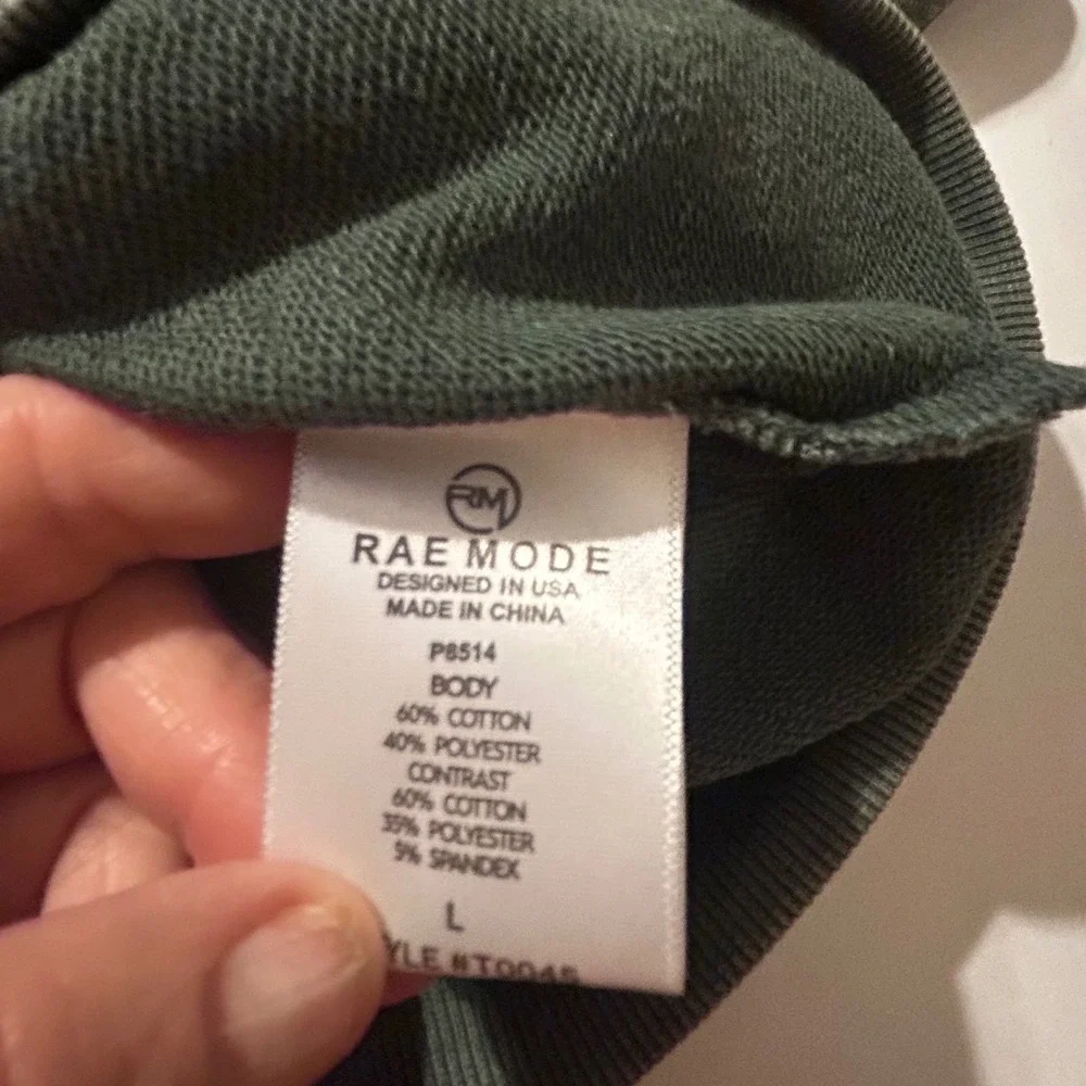 Rae Mode Olive Green Mineral Wash Pocket Sweatshirt Oversized L Casual Boho